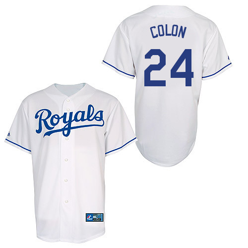 Christian Colon #24 Youth Baseball Jersey-Kansas City Royals Authentic Home White Cool Base MLB Jersey